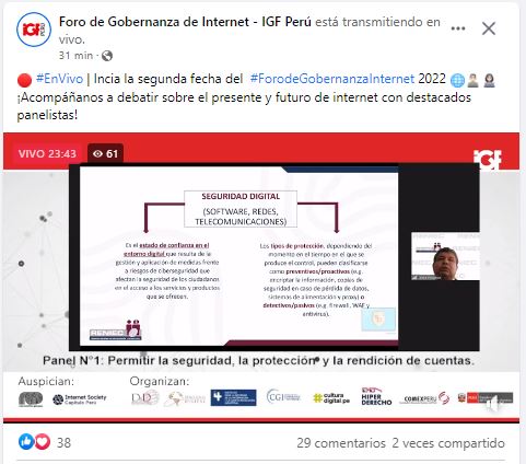 ISICRI4's tweet photo. #IGFPerú2022: Trazar la hoja de  ruta para el desarrollo de la confianza, la seguridad y la resiliencia  digital. @JaimeHonoresC de @ReniecPeru . debemos garantizarla seguridad física y digital de nuestras organizaciones y generar confianza 
-> síguelo en https://t.co/csinmkbyFX https://t.co/WRi8X51E2v