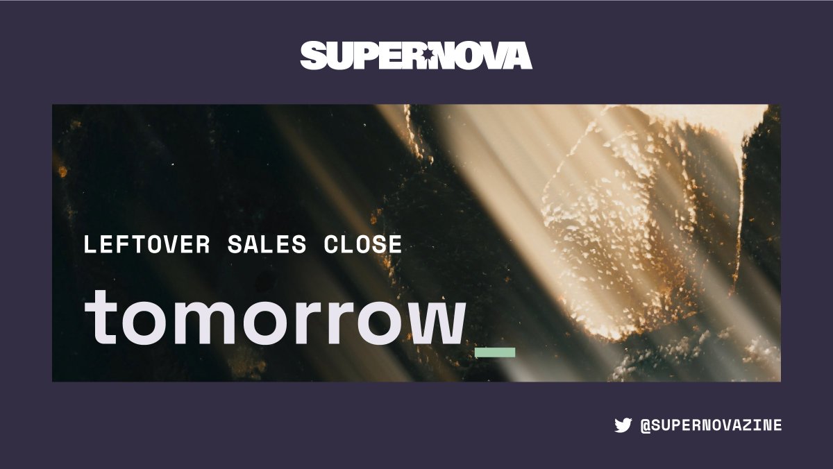 One day left to get your hands🖖on some incredible items!✨Get them before they're gone!🚀

>>supernovazine.bigcartel.com<<