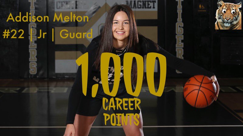 Congrats to junior Addison Melton on becoming the 4th Central Magnet Lady Tiger in school history to score 1,000 career points tonight against Maplewood!!! She’s a great competitor and wonderful young lady!!! Congrats Addison!!!