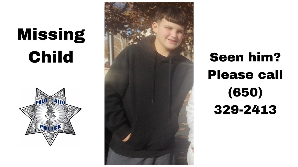 Missing Child: Please share this post! We need your help to locate this 12-year-old boy, who walked away from a family member’s medical appointment this afternoon at 3:30 p.m. in the 200 blk of Quarry Road. (1/3)