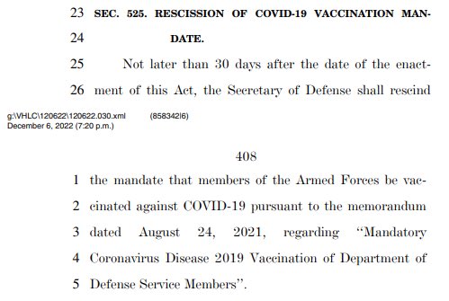 JudiciaryGOP's tweet photo. 🇺🇸 HUGE WIN. The #COVID19 vaccine mandate is OUT of the NDAA for our troops! https://t.co/5v2vmqE5Qh