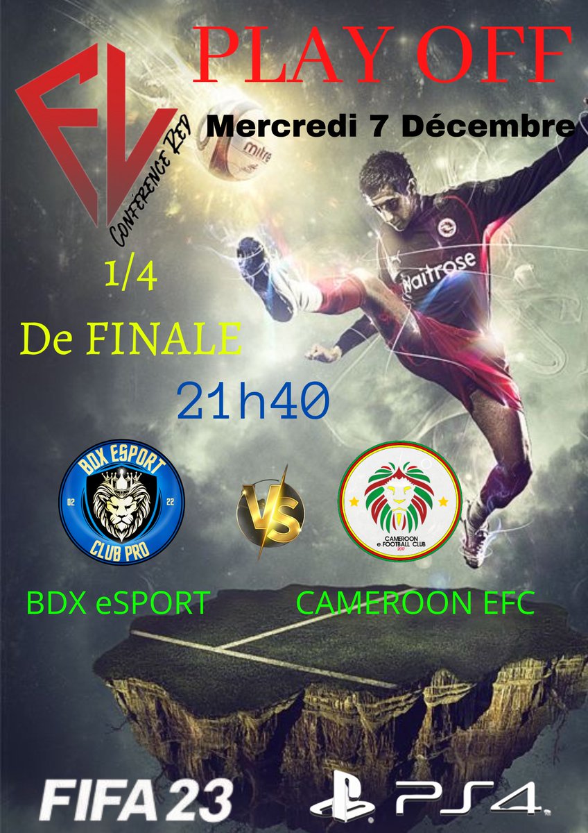 Ce mercredi soir match de PLAY OFF 1/4 de FINALE @French_League_ face <a href="/CameroonFC/">Cameroon</a> match en live sur Twitch bdx_esport .