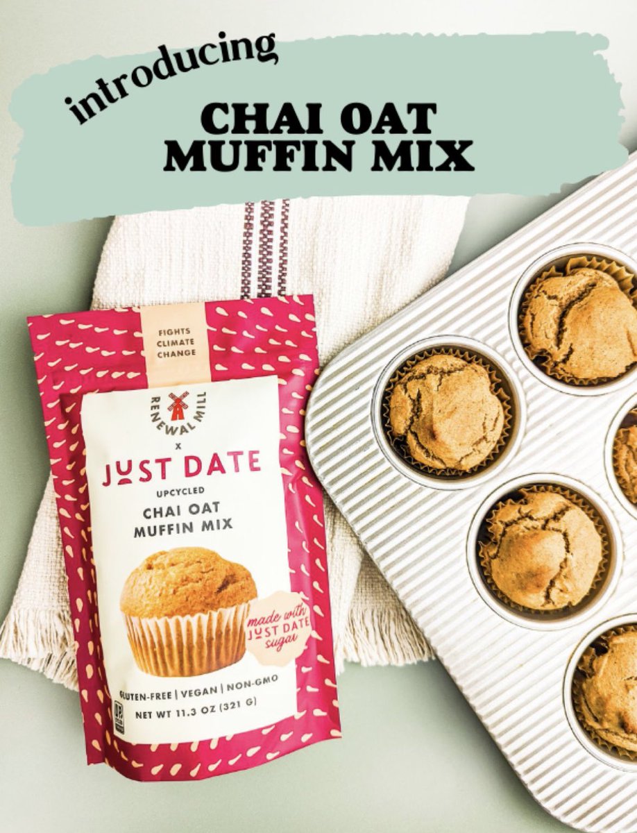 purplesagevc's tweet photo. Look what just dropped, just in time for the holidays - so excited for @RenewalMill’s JUST DATE’s Chai Oat Muffin Mix. Deliciousness in a packet!
#femalefounders #goodandgoodforyou #renewalmill https://t.co/Zlb8qZKKZm