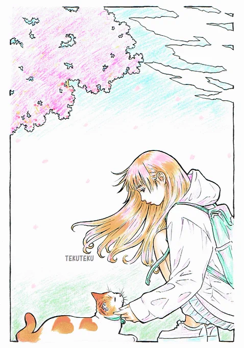 #今年も残りわずかなので今年一番伸びた絵を貼る 
正直伸びたのはネタタグ関連の過去絵ばかりで今年描いたもので純粋に絵として伸びたと言えるのは…😅な感じだけど一年通して季節ごとに活躍したのはこの絵かな～😊🐱🎶
 #illustration #オリジナルイラスト 