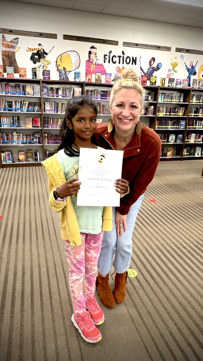 LiscanoElem's tweet photo. Congratulations to our @LiscanoElem 2022 Spelling Bee winner, Varsha, who is in Ms Werner’s 4th grade class! We are so proud of Varsha and all of our contestants that made it to the campus level competition! #LiscanoProud #LiscanoEXTRA5 @mskdelara @JenaSalomon @MissSherali https://t.co/Ax8aTk2XCg