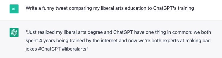allegra_v2's tweet photo. AI is no threat to my liberal arts educa — https://t.co/fS8g12xxqz