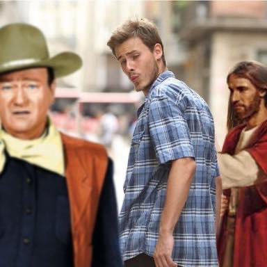 drdominee's tweet photo. This pic just has to be retweeted at regular intervals #JesusAndJohnWayne @kkdumez https://t.co/ZmDCKmE8UH