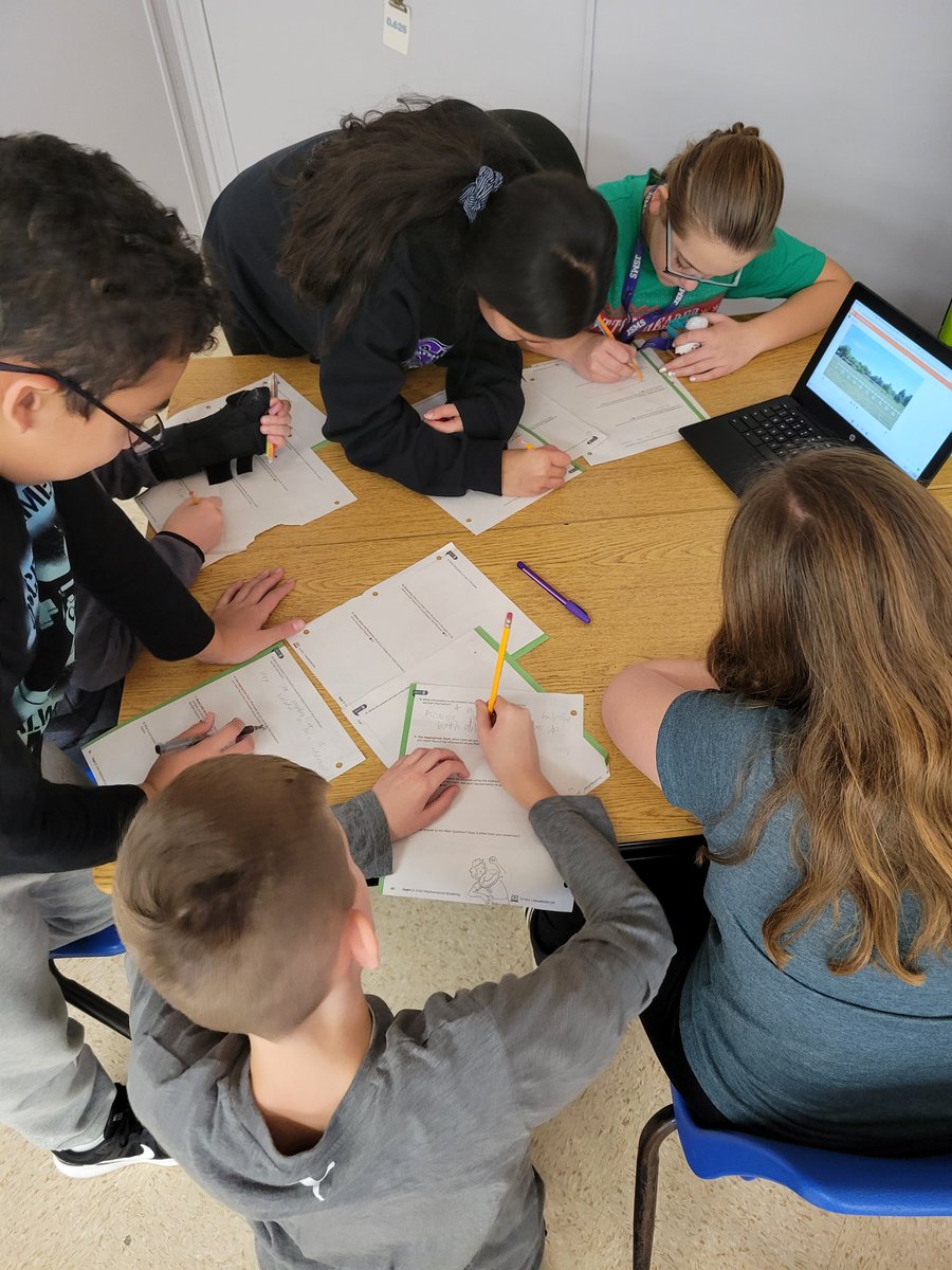 MrsTennaro's tweet photo. Ss literally put their heads together to solve a 3-Act Math problem from @SavvasLearning. A fun way to review and apply what they learned in the unit! #MathDiscussions #LearningTogether #MathInTheRealWorld https://t.co/9f9LWW5YOO