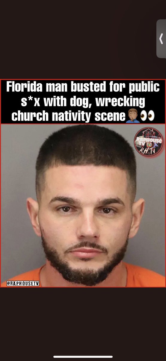 DezCapo's tweet photo. Florida man Arrested for public sex with dog,wrecking church nativity scene🤦🏽‍♂️ https://t.co/Rif8Fpudh9