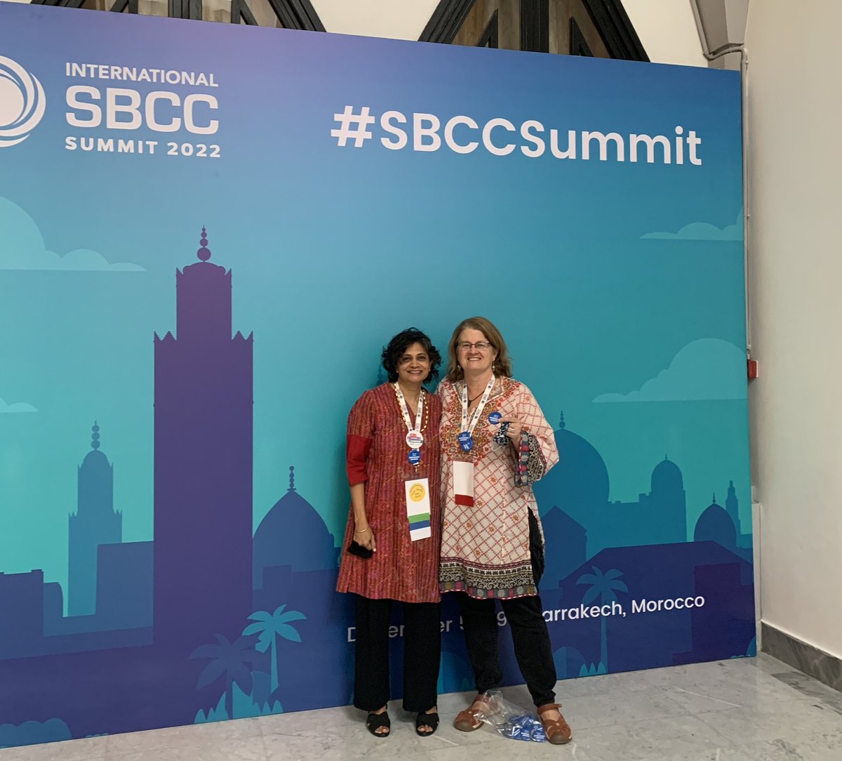 JohnsHopkinsCCP's tweet photo. From #SBCCSummit: CCP's @uttarabk and @CarolineJacoby1 are keeping the conversation going with these "ask me about entertainment education" pins. SBCC communicators know the power of cues to action and are using them to spark new connections. ✨ @SBCCSummit https://t.co/yQVqaAXvMg