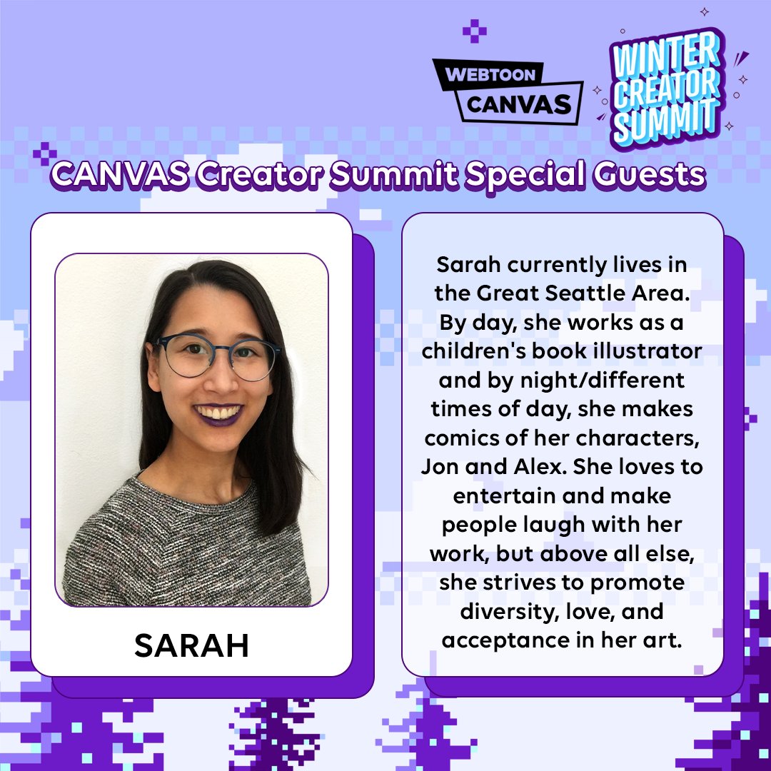 webtooncanvas's tweet photo. Meet the panelists for our #CANVASCreatorSummit!
❄️️ Eclipse | @crysiblu
❄️️ Blood Stain & Punderworld | @LindaSejic
☃️️ It's Kind of a Funny Story | @sawah_draws
☃️️ The Little Trashmaid | @s0s2 https://t.co/syeR0fEiG1