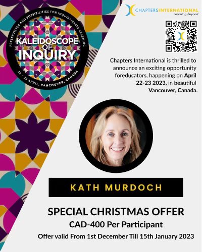 Join @kjinquiry at the #kaleidoscopeofinquiry conference in #Vancouver and listen to her talk on her new book Getting Personal with Inquiry and the Art of Inquiry Teaching : Powering up our Pedagogy @trev_mackenzie @kaser_linda @inquiryfive @jhalbert8