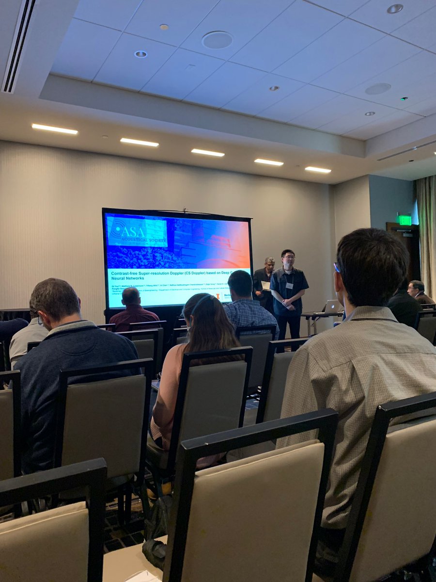 We are at the <a href="/acousticsorg/">Acoustical Society of America</a> 183rd conference at Nashville presenting our recent works on using deep learning for super-resolution ultrasound. <a href="/Zhijie_D/">Zhijie Dong</a> <a href="/XiChen956316941/">Xi Chen</a> <a href="/yirangs2/">YiRangShin</a> <a href="/QiYou2/">Qi You</a>