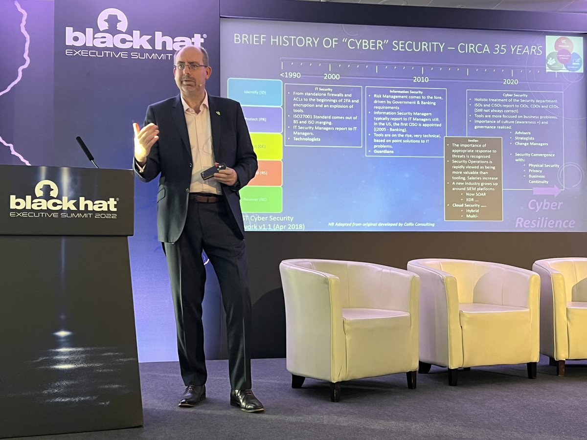 drjessicabarker's tweet photo. 👏 to all speakers today @BlackHatEvents 

@aj66inuk @JaneFrankland @quentynblog Bev Allen @AndyRoseCISO @DinisCruz @dcuthbert this afternoon

Themes included supply chain security, carrot ahead of stick &amp; the unique opportunity of security to speak to everyone in an organisation https://t.co/2nJvqz5200