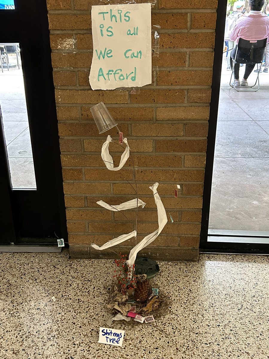 Since our money cannot afford us housing we have taken over Hinderaker Hall <a href="/UCRiverside/">UC Riverside</a> &amp; have even put up a 🎄(unfortunately the #UC grinches have taken all the happiness from it). Come by &amp; camp with us in this very fancy building. #UAWonStrike #FairUCnow #SiSePuede