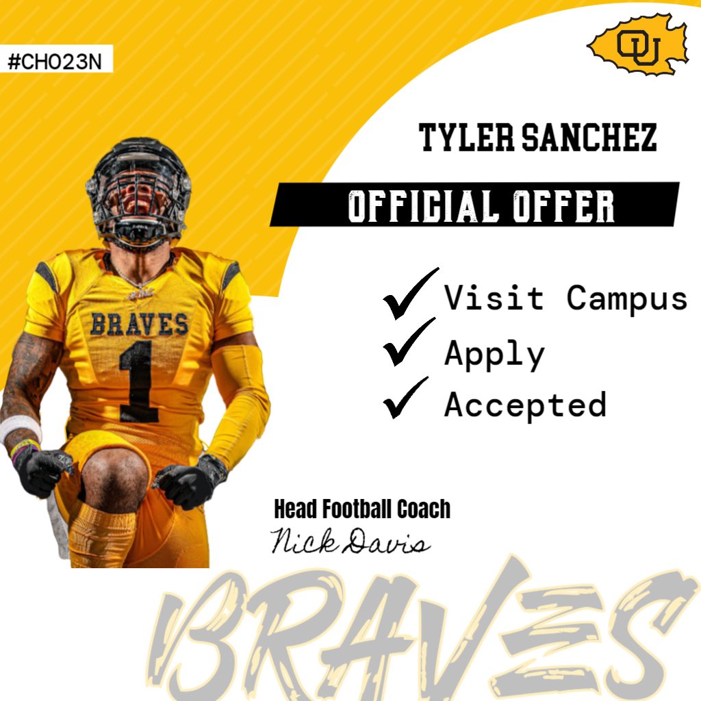 Tyler45Sanchez's tweet photo. Blessed!! Thank you @CoachHennes and @CoachRSchaaf for the opportunity. 🙏🏼🙏🏼 @OttawaBravesFB https://t.co/frpTcwCE5a