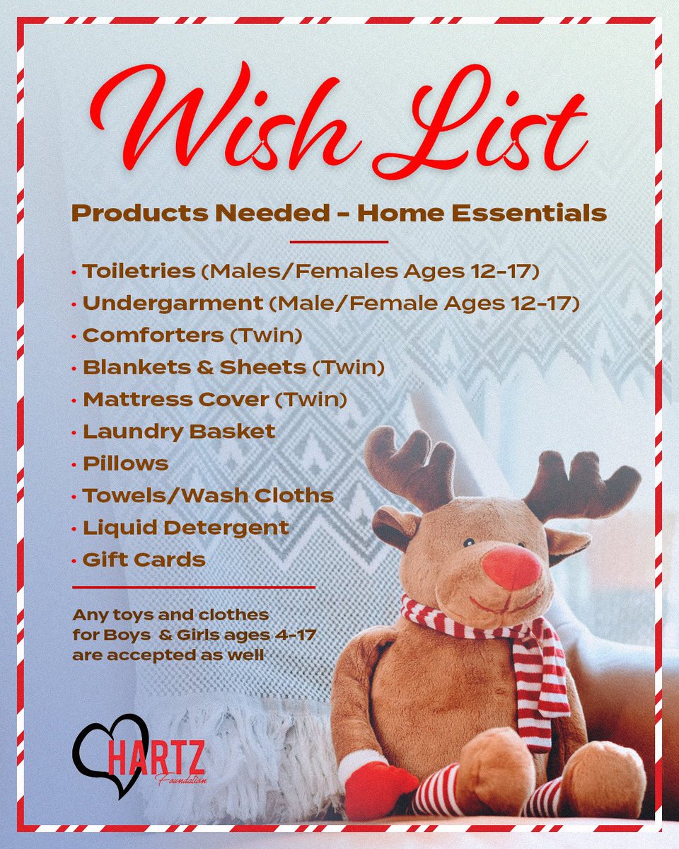 Myles_Harts's tweet photo. Holiday Season is here! Bring a cheer to those in need! My foundation @hartzfoundation and I are partnering with the Isaiah House in New Jersey to collect items and gifts this season.

For donation inquires please contact: (973)-979-4439 or hartzfoundationinc@gmail.com https://t.co/yLNWLhg647