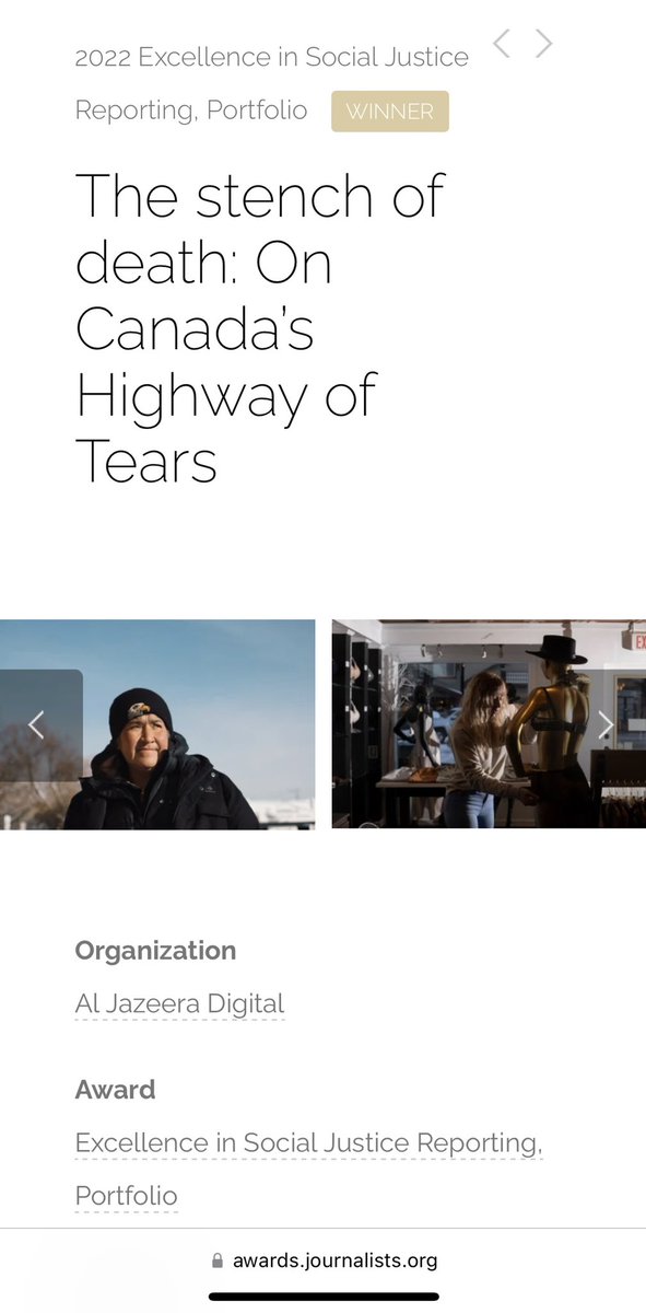 Songstress28's tweet photo. Hiy hiy go Online Journalism Awards @ONA for the 2022 Excellence in Social Justice Reporting, Portfolio FIRST PLACE Award for @photobracken and I’s series on Missing &amp; Murdered Indigenous Women &amp; Girls. 
We will press on! 

https://t.co/5OlCH0Efll https://t.co/j5yTFfSH9X