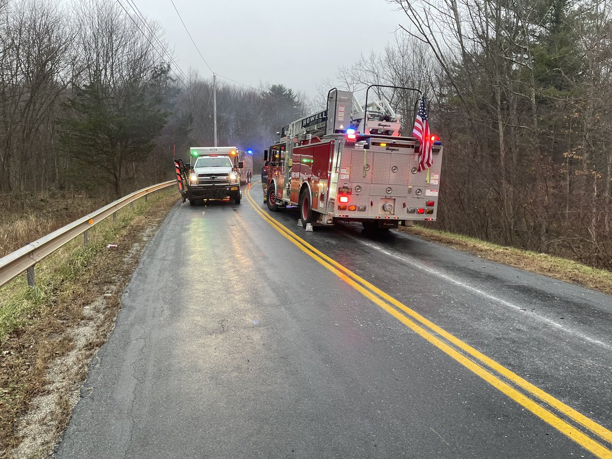 howellsfire21's tweet photo. This morning around 0735 Howells units responded to a 1 car rollover mva. Units arrived to find 1 vehicle overturned off the roadway and the occupant out of the car with no injuries. https://t.co/JOGyH9dKsS