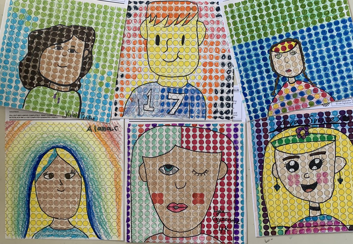 Roy Lichtenstein  inspired portraits created by #4thgrade 🥰 #elementaryart #square1art <a href="/dasd_wb/">WB Chargers</a>