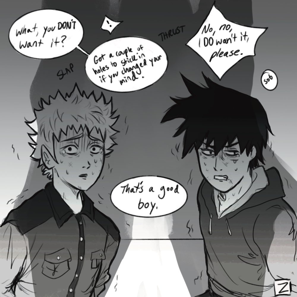 prettyboizel's tweet photo. cw: nsfw graphic non-con

based on @ConnorRK_ 's incredible fic "better him" in which reigan tries to keep ritsu and teru safe but has a... bad time. link can be found in the comment below! https://t.co/vhNr8Ut5UJ