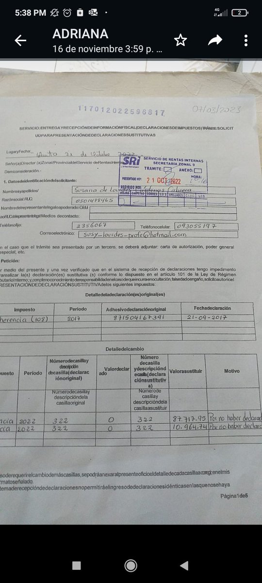 karo8820's tweet photo. @FcoBrionesR @Presidencia_Ec @SRIoficialEc @LassoGuillermo 
No puede ser justo que para dar respuesta a un trámite los funcionarios digan la fecha tentativa es de 60 dias laborables lo cual está hasta el mes de marzo de 2023 habiendo ingresado el trámite el 21/10/2023 https://t.co/7Pym5TbOfB