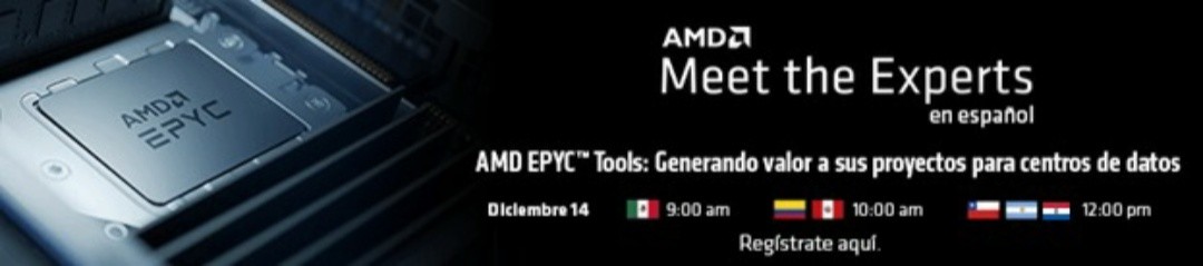 eduhardtv's tweet photo. Hola comunidad,
Regístrate ya! para el próximo Meet the Experts en español: AMD EPYC™ Tools y conoce nuestras simples herramientas gratis online, que le darán más valor a tus proyectos de centros de datos con reducción de TCO.

https://t.co/fVhBpqoWOP https://t.co/Xq3KUS0nnK