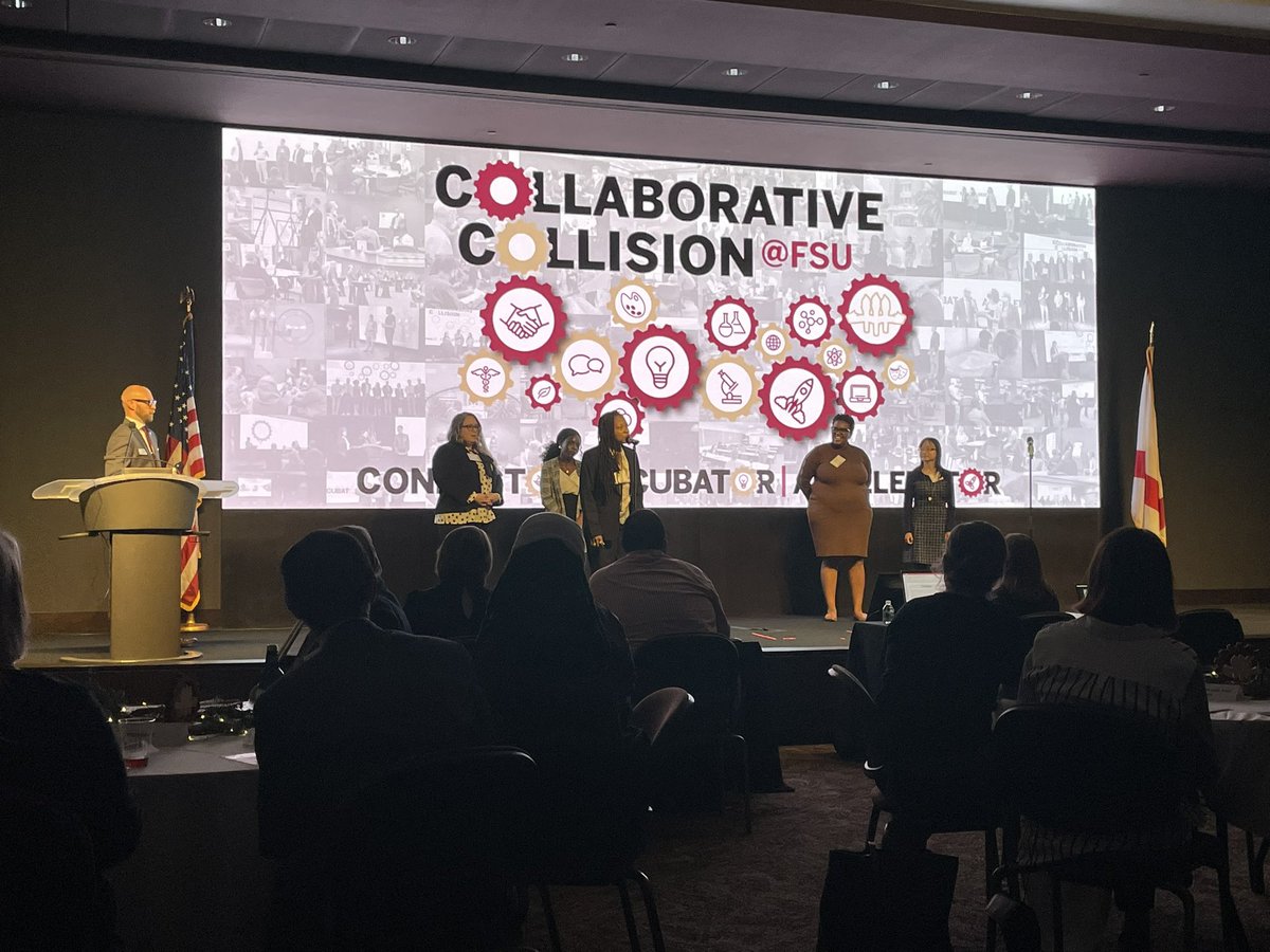 TimChapin's tweet photo. Very cool to see a @floridastate @FSUResearch Collaborative Collision where interdisciplinary research teams compete for #FSU funding on “Rural Innovation” in Florida &amp; beyond. Outstanding faculty from many colleges with proposals that showcase the power of research. #ProudDean https://t.co/SKmKud8n3G