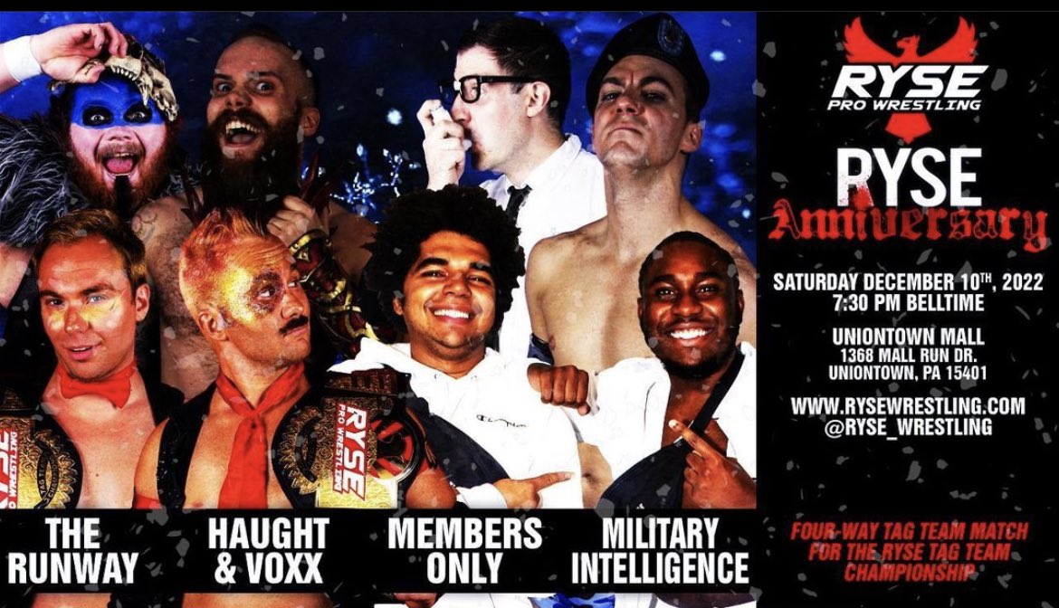 LewisTheNerd's tweet photo. It’s been so many years Drake and I tried to capture the RYSE Tag Team Championships. Those titles are more important to us than anything because we’ve come SO CLOSE each time!  This is the moment we’ve been waiting for. And you’ll hear, “and NEEEEEEWWW RYSE TAG TEAM CHAMPIONS!” https://t.co/8OtqWDsWOU