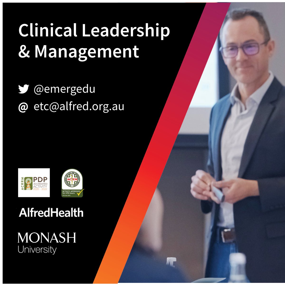 Are you interested in developing your leadership skills? Don't miss our online 12-week Clinical Leadership &amp; Management certificate program commencing 27 February 2023. Click the link to register or to find out more 👉  tinyurl.com/tuned3br
<a href="/MonashUni/">Monash University</a>, #MedTwitter