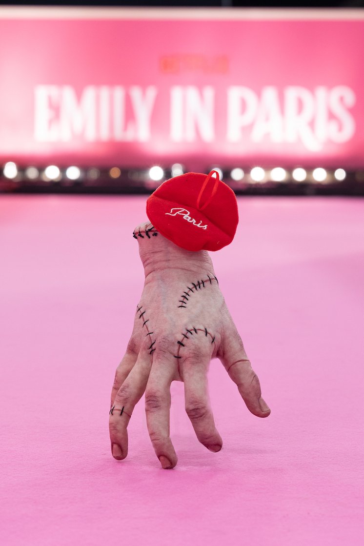 Emily in Paris debuted in 2020, which means the show was never able to have a proper premiere party — until now!

The cast dazzled at the Season 3 red carpet celebration, which also brought out Kim Cattrall (reuniting with EIP and SATC creator Darren Star) and Monsieur Thing
