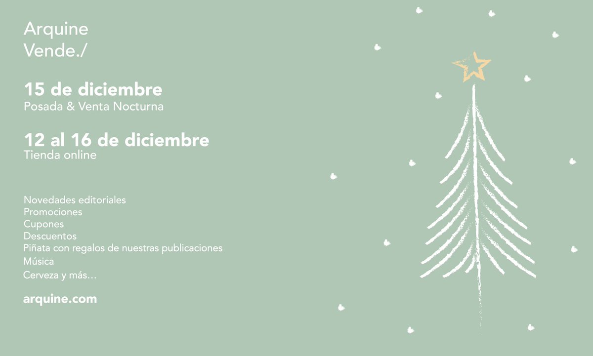 Arquine's tweet photo. En Arquine estamos por cerrar el año, no sin antes, despedirlo de la mejor forma: con una Posada &amp; Venta Nocturna. | https://t.co/mWTnIgEsAX
✨👉 ¡Aparta la fecha! 15 de diciembre de 6 a 10 pm. https://t.co/y7AOSaKKFT
