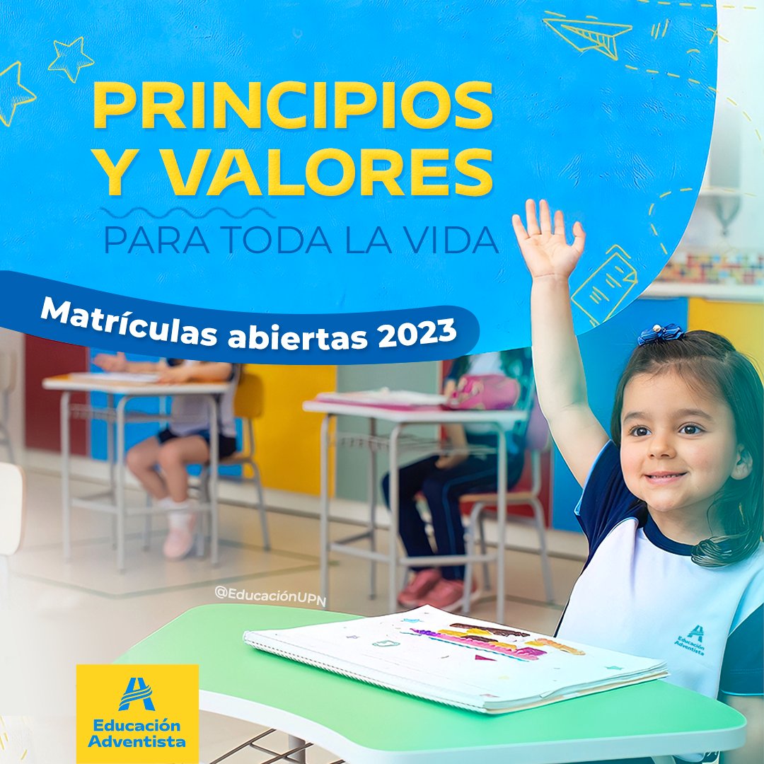 EducacionUPN's tweet photo. 🚀La enseñanza que tu hijo recibe en la Educación Adventista va más allá de las materias obligatorias, nuestra formación involucra #principios éticos y #valores sólidos. 📚☺️
Formamos ciudadanos destacados en la sociedad y modelos a seguir para las generaciones futuras.👨🏻‍🎓✨ https://t.co/ub9X7qMz6x