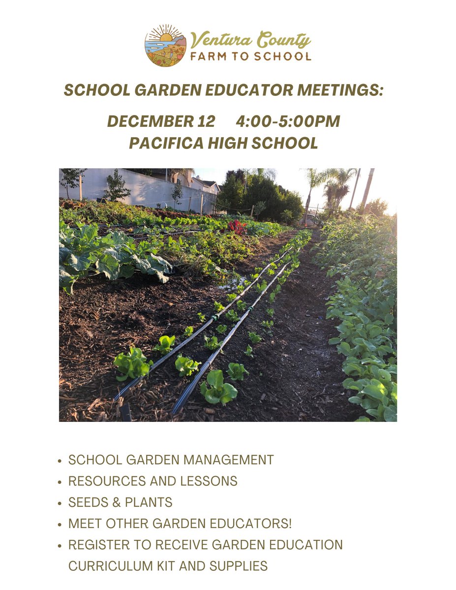 Teachers- would you like to learn our tips, tools, and methods for managing school gardens? Come to Pacifica High on 12/12 to learn from the best, Anna Litz- OUHSD Farm to School Coordinator. 

Collaborating with garden loving educators is the best way to brighten your Monday!