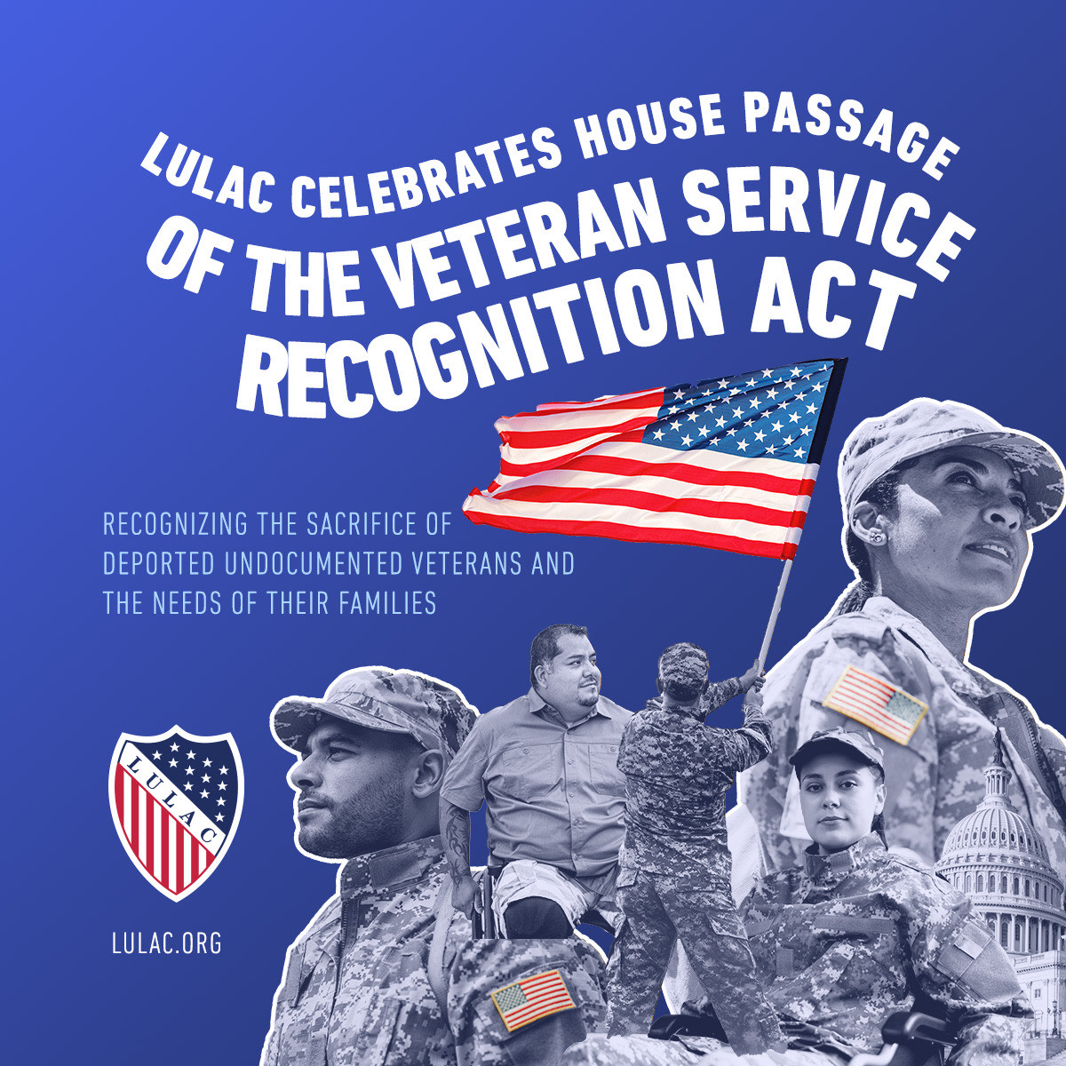 LULAC's tweet photo. LULAC STANDS WITH THE WHITE HOUSE  ON BRINGING HOME DEPORTED VETS 

Nation's Oldest and Largest Latino Civil Rights Organization Urges Passage of HR 7946 That  Recognizes the Sacrifice of Deported Undocumented Veterans and the Needs of Their Families 
@GreenCardVets
@DeportedVets https://t.co/ECPTHuqewu