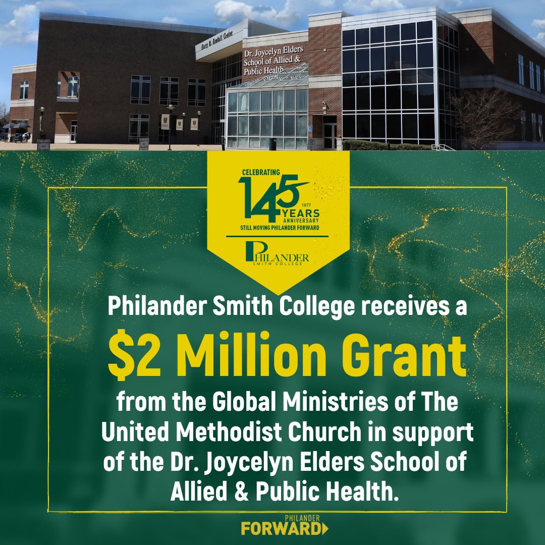 PSC is pleased to be the recipient of a $2 million grant from the Global Ministries of the United Methodist Church in support of phase one fundraising for the institution’s Dr. Joycelyn Elders School of Allied and Public Health. 

 Full story here bit.ly/2mil-elders