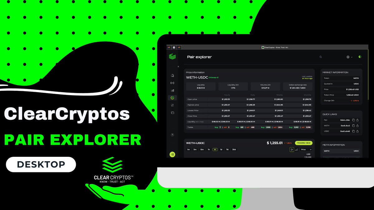 ClearCryptos's tweet photo. 🛠️More tools for you to do your own research!👇

✨ClearCryptos | Pair Explorer

#clearcryptos #ccx $ccx #alt #eth #Cryptocurency https://t.co/eiQ95GyJSb