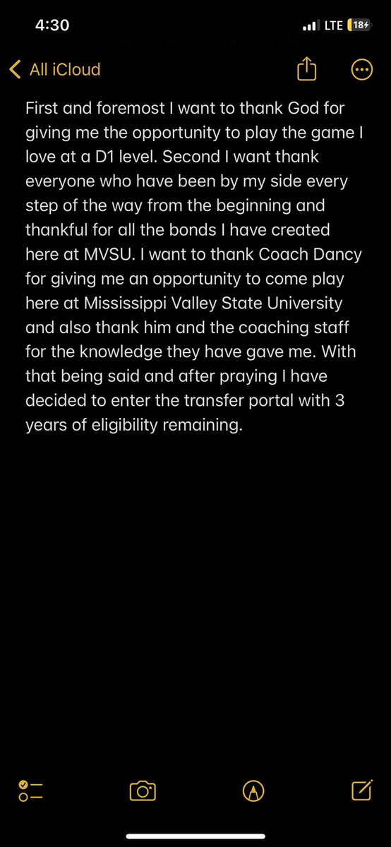 MooreKyah's tweet photo. Thank you Coach Dancy and
Mississippi Valley State University for the opportunity and all knowledge that I have soak in. I have entered the transfer portal with 3 years of eligibility remaining ‼️🙌🏾 #God 
https://t.co/SzKAThWZJZ                  https://t.co/xKruan3M1N https://t.co/8wB2ZdVhuW