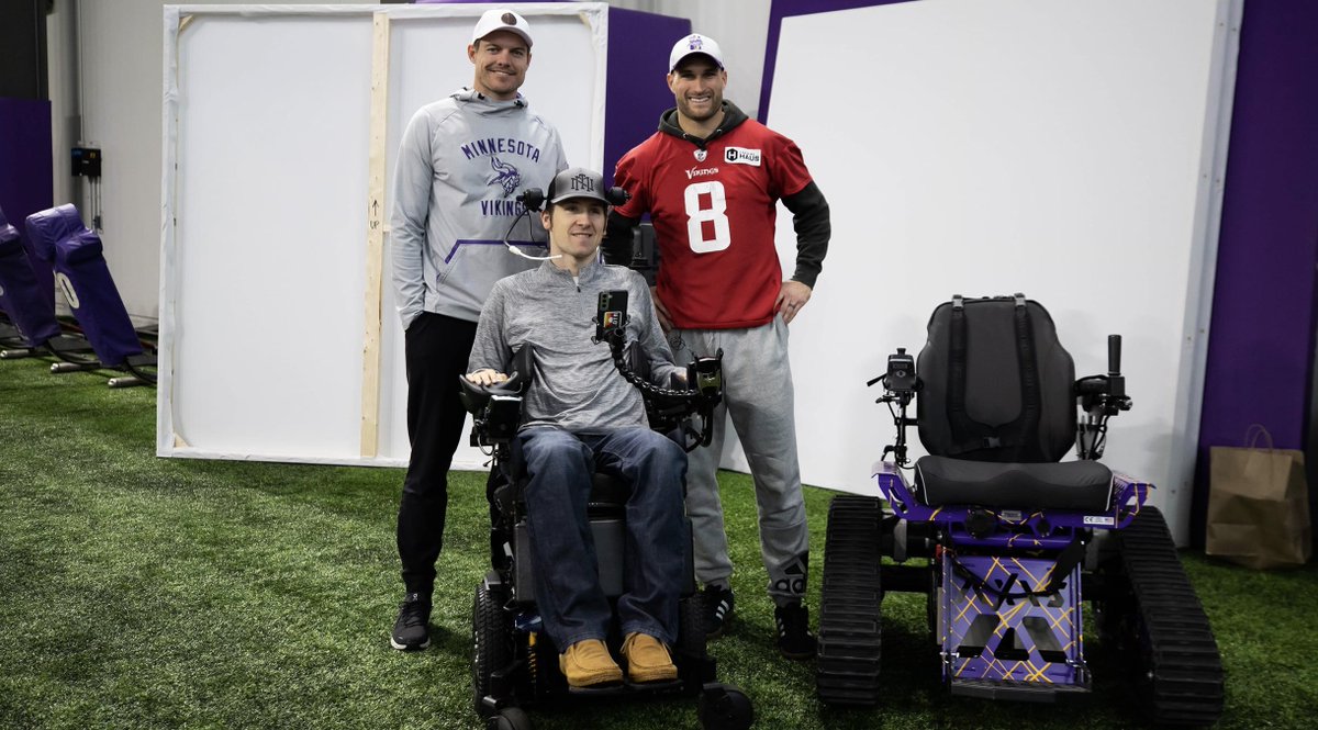 LindseyMNSports's tweet photo. Was an honor to meet @MattOlso3, whom I first read about through @RussoHockey. 

Matt's story and resiliency are inspirational, and @KirkCousins8 (who first met Matt in 2019) recently surprised the outdoorsman with a new all-terrain wheelchair. 

📰: https://t.co/CR88ZI1APB https://t.co/9Mx2S0vLYI