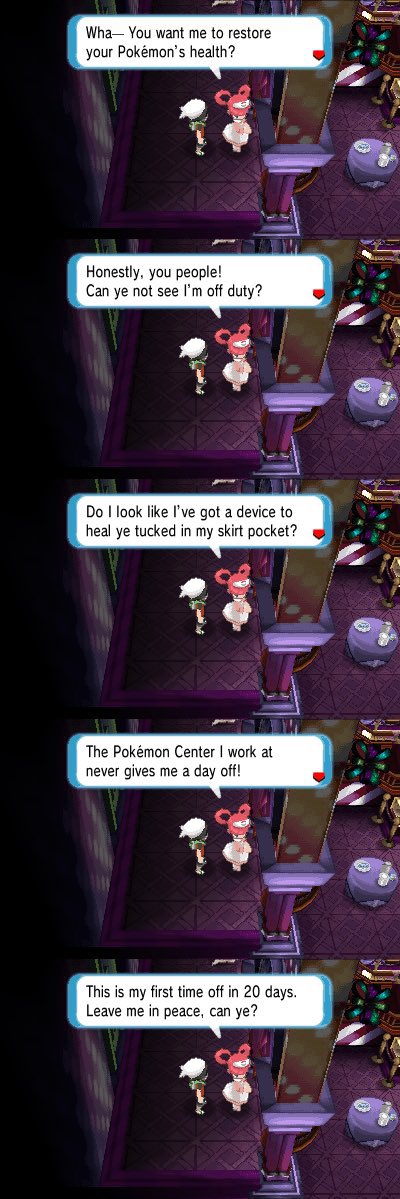 Touyarokii's tweet photo. Remember that one nurse in Pokemon ORAS? 💀 https://t.co/u1meVBj0XD
