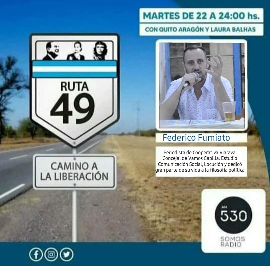 defierroradio's tweet photo. Ruta 49, El Camino de la Liberación 
🛣️4️⃣9️⃣ 
🎉 Subite a la Ruta de la Justicia Social 🎉

Conducen @quitoaragon y @LauraBalhas

Vamos a estar charlando con:
🎙️ Federico Fumiato 
🎙️ Ernesto Ojeda 
🎙️ @AleVeraDeFierro
🎙️ Rafael Salas 

¡De 22 a 24hs en @somosradioam530!

#Ruta49 https://t.co/lXEG1aX44F