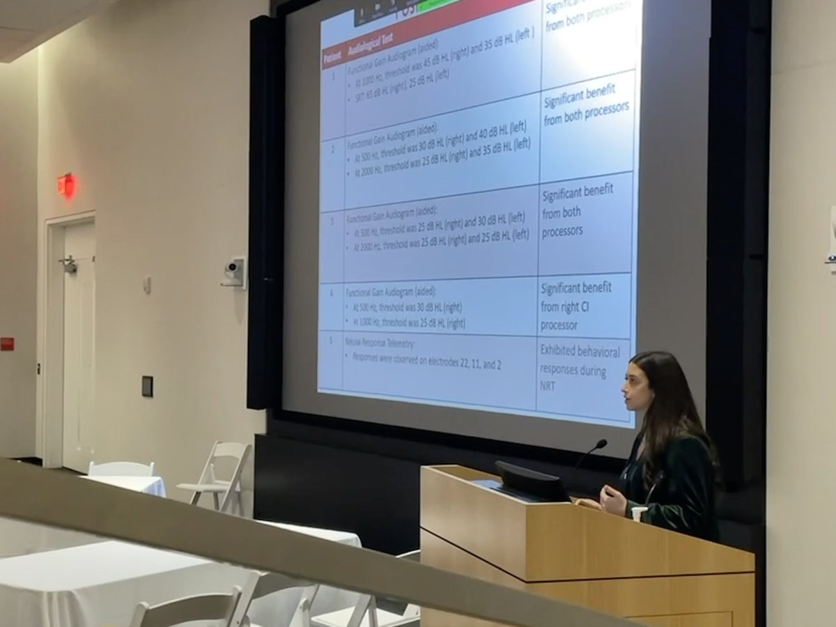 First 2 podium presentations✅Grateful for the opportunity to present my Gill Fellowship research project and our CI candidacy+outcomes case review at <a href="/SENTAC1/">SENTAC</a>. Huge thanks to my mentor Dr. Brian Reilly for his constant support and guidance <a href="/ChildrensNatl/">Children's National Hospital 🏥</a>  <a href="/gw_otohns/">GW OTOHNS</a> <a href="/GWSMHS/">GW SMHS</a> #ent