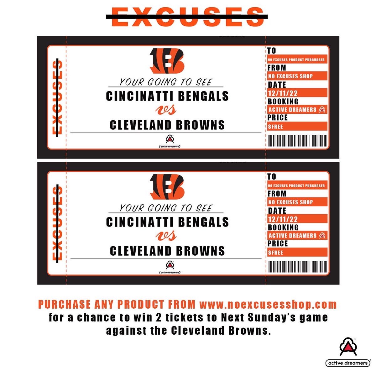 Michael31Thomas's tweet photo. #Holiday Spirit 🎁
Giving Fans 2 Separate Chances to Win 2 Tix to @Bengals vs CLE with @NoExcusesShop #NoExcuses &amp; @MondaysVictory #WhoDey. 
Hope to see Y’all there 💪🏿 https://t.co/FJv4MEDwnm