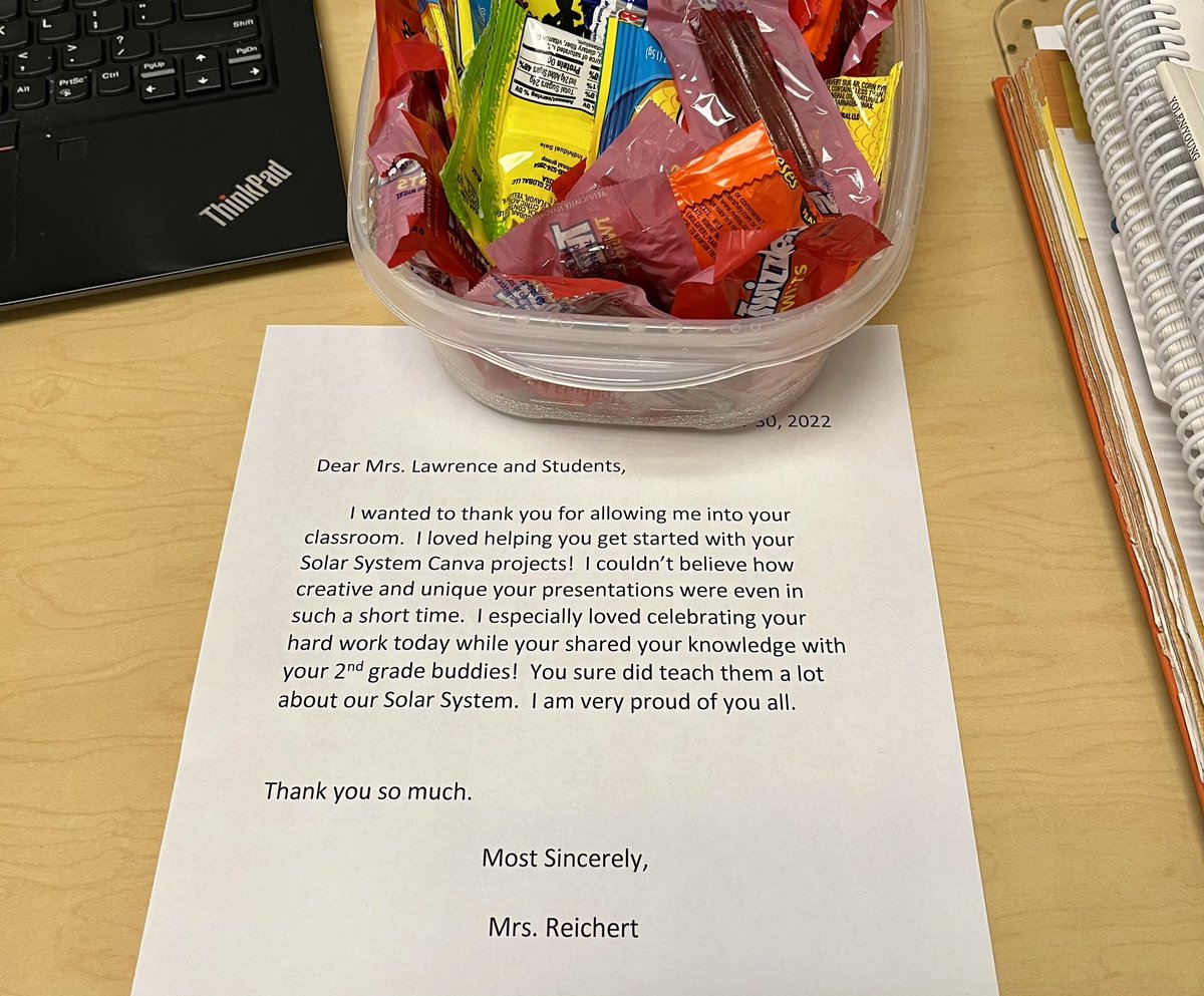 PSD_MLawrence's tweet photo. Thank you @PSD_EReichert for helping us create @canva presentations to share our knowledge about the solar system. We also loved your special note and treat! @PSDBedminster #PennridgeProud https://t.co/60oMjgpfzd