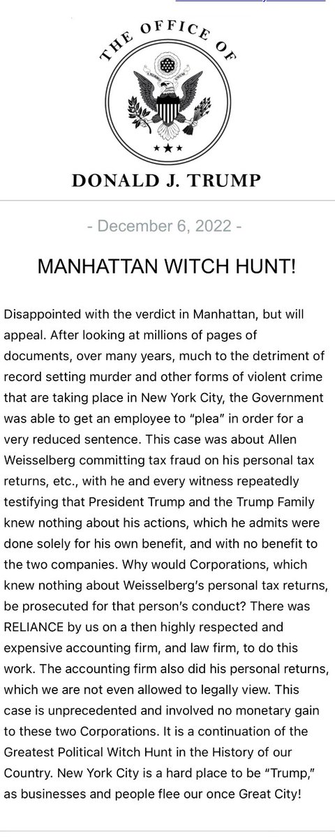 Shelby Talcott on Twitter: "Trump on the Trump Organization tax fraud