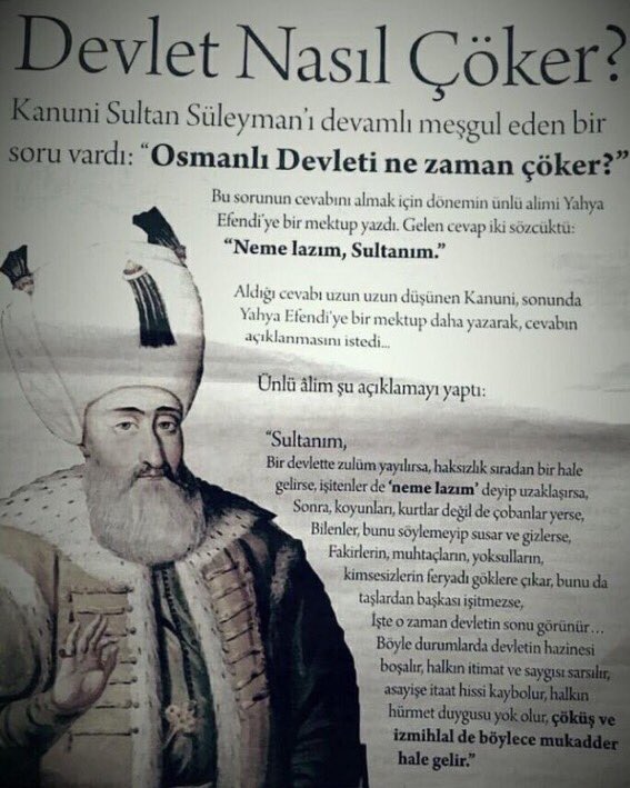 Osmanlı devleti ne zaman çöker …?
"Neme lazım, Sultanım"
#BağımsızCumhurbaşkanıÇünkü