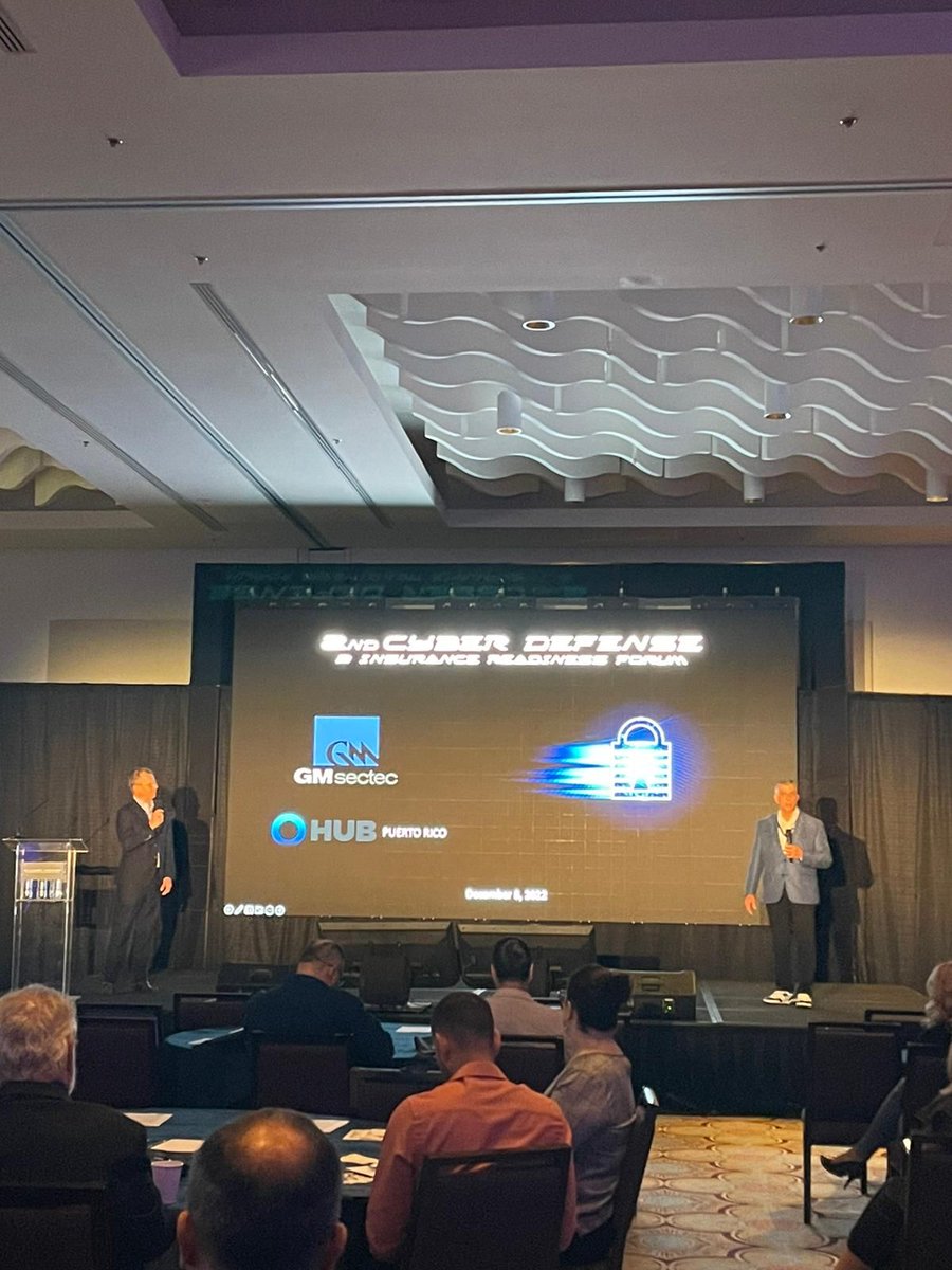 gmsectec's tweet photo. 🎊Thank YOU to all of our guests and participants at the Second Annual GM Sectec | HUB International CyberDefense &amp; Insurance Readiness Forum in San Juan, PuertoRico🇵🇷.

Kudos to Alex E. Pascual Nuñez for leading the pack.🫡

#GMsectecProud
#AdvancedCyberdefense https://t.co/bV1pvHVpIG