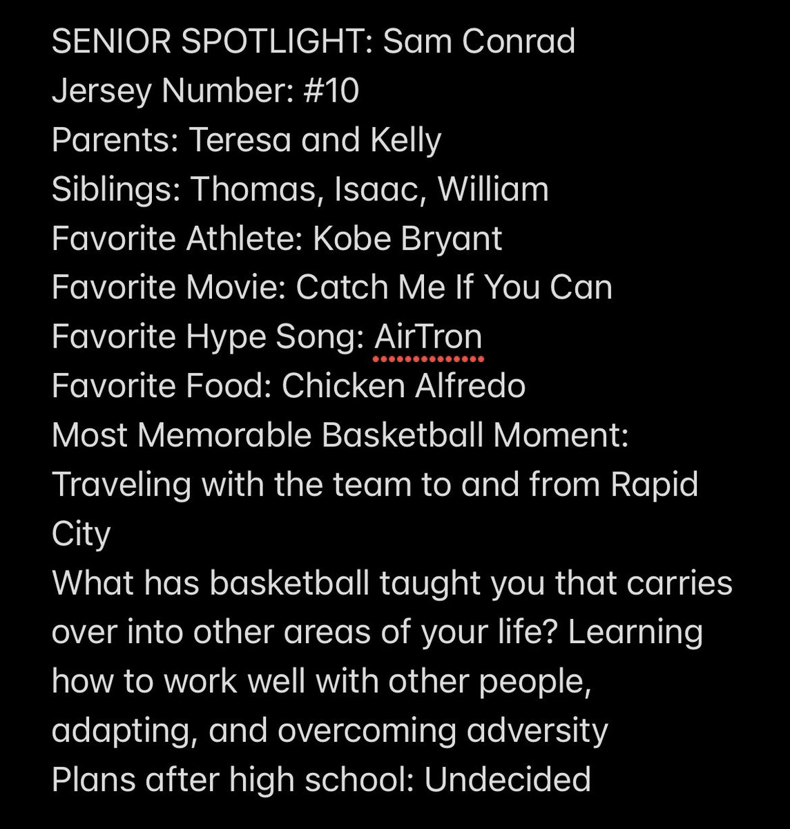 Senior Spotlight: Sam Conrad