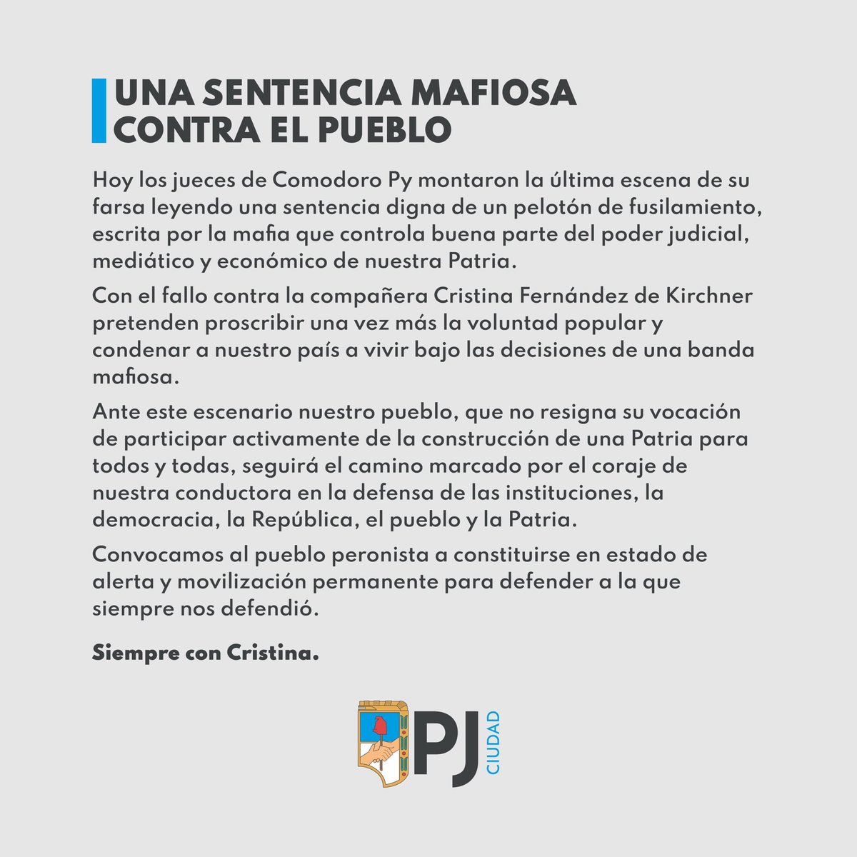 UNA SENTENCIA MAFIOSA CONTRA EL PUEBLO.

#TodosConElla