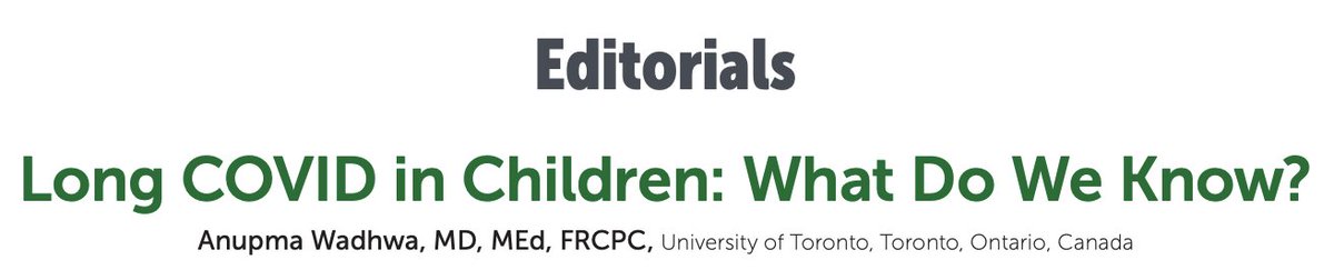 子供のコロナ後遺症
成人より低い有病率
4週で4.4%、8週で1.8%に低下
リスク因子：高年齢、女、アレルギー、健康状態の悪さ
症状：疲労、頭痛、気分不調、睡眠障害、咳、認知困難、嗅覚変化、発疹、筋関節の痛み、食欲不振。律神経失調症、身体化障害も
American Family Physician Volume 106, Issue 5